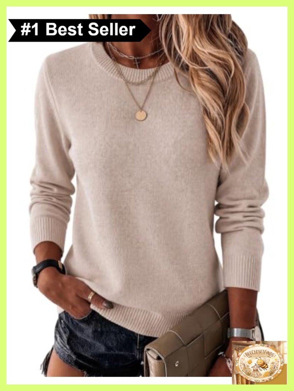 Wool Blend Crewneck Long Sleeve Pullover Sweater